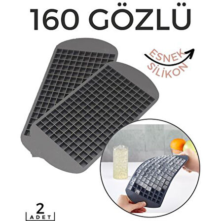 Hızlı Mini Buz Kalıbı 2 li 160 Bölme Esnek Silikon