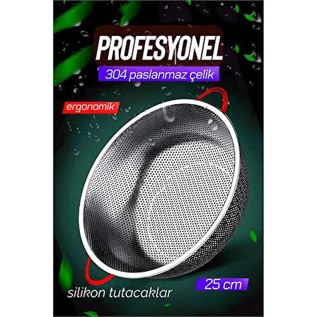 25 CM Kevgir Yuvarlak Süzgeç Profesyonel 304 Paslanmaz Çelik