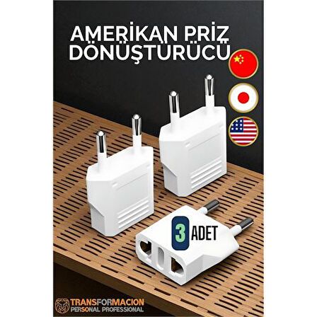 Amerikan Fişi Dönüştürücü - Amerikan Priz Adaptörü 3 ADET