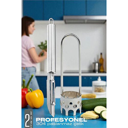 Dolmalık Biber Oyacağı Soyacak Seti - Sebze Oyacağı - Profesyonel Çelik 2 li set