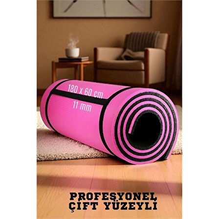Pilates Matı- Spor Matı - Yoga Matı 11 mm Çift Taraflı Pembe