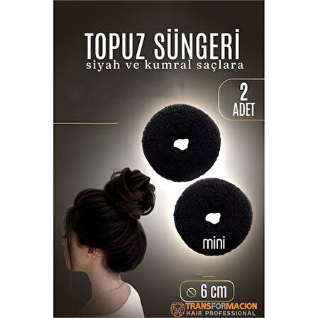 SİYAH Mini Saç Topuz Süngeri  2 ADET 6 CM Çap 2.5 cm Kalınlık