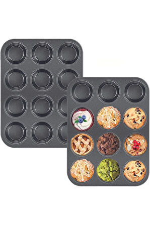 Yanmaz Yapışmaz Muffin Kalıbı 12li Fırın Mini Kek Browni Kekstra Kalıbı Cupcake Kapsülü