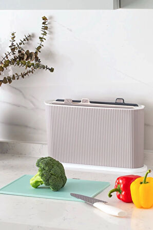 Çoklu Kesme Tahtası Seti - Standlı Hijyenik Kesim Panosu & Et Sebze Balık Tahtası Takımı