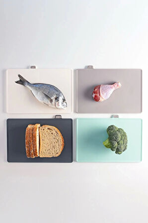 Çoklu Kesme Tahtası Seti - Standlı Hijyenik Kesim Panosu & Et Sebze Balık Tahtası Takımı