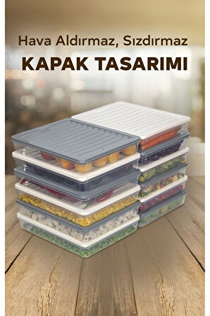 12'li Renkli Buzdolabı Düzenleyici Buzluk Ve Mikrodalga Saklama Kabı 12X2400 ML