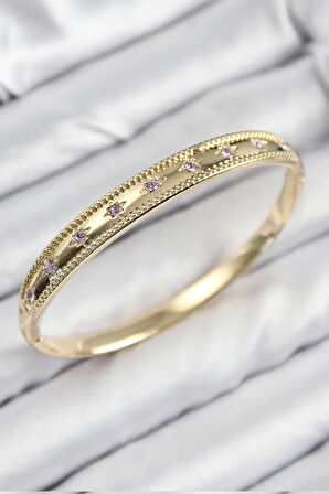 Pirinç Zirkon Taşlı Kutup Yıldızı Model Gold Renk Kadın Kelepçe