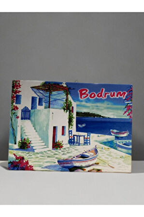 BODRUM Temalı Duvar Süsü Tablo Pano 13cm x 17 cm Bej-13 x 17