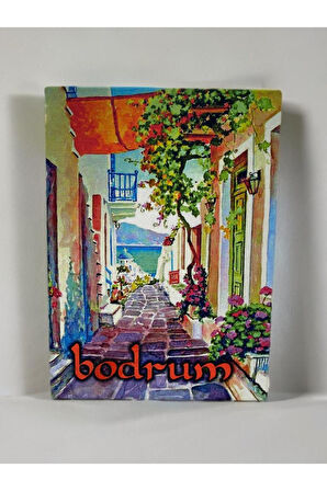 BODRUM Temalı Duvar Süsü Tablo Pano 13cm x 17 cm Gri-13 x 17