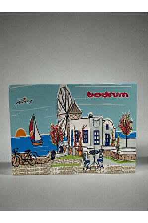 BODRUM Temalı Duvar Süsü Tablo Pano 13cm x 17 cm Mor-13 x 17
