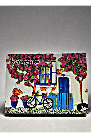 BODRUM Temalı Duvar Süsü Tablo Pano 13cm x 17 cm Sarı-13 x 17