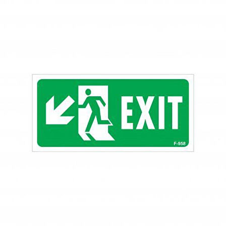 Exit Sol Aşağı Uyarı Levhası 17,5x25 KOD:958