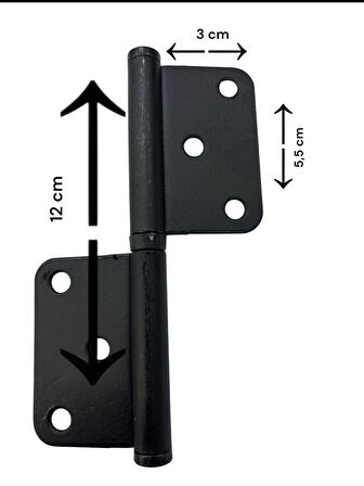 12 cm Siyah Yönsüz Cerman Menteşe