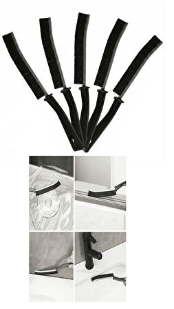 5 Adet İnce Kıl Fırça Banyo Mutfak Pencere Oluk Klozet Kenarı Kavisli Detay Temizleme Fırçası