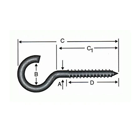 Açık Piton, Kanca, Çengel 19x70 - 144 Adet