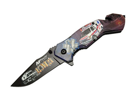 Mtech 4 23 5 İlkyardım Kurtarma / Kamp Çakı 20cm - Yarı Otomatik, Kemerlikli, Cam Kırma Ve İp Kesme Aparatlı