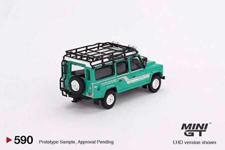 Mini GT 1/64 Land Rover Defender 110 1985 County Station Wagon Trident Green