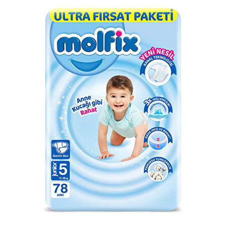 Molfix Bebek Bezi Ultra Fırsat Paketi 5 Beden 11-18 Kg 78 Adet