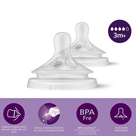   Avent Doğal Tepkili Natural Response 2'Li Biberon Emziği No:4 3+ Ay