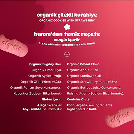 Humm Organik Vegan Çilekli Kurabiye 55 Gr