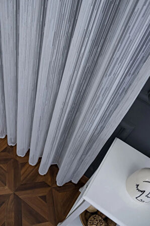 Farbateks Dikim Kırık Çizgi Yeni Tasarım Tül 2kat Pileli Ütü Istemez Kırışmaz Tül