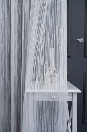 Farbateks Dikim Kırık Çizgi Yeni Tasarım Tül 2kat Pileli Ütü Istemez Kırışmaz Tül