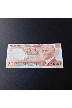 20 Lira 6. Emisyon D15 400752 Eski Tc Kağıt Para İLK BİN