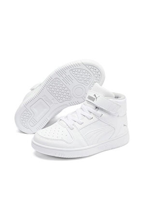 PUMA 37048802 REBOUND LAYUP WHITE GRAY VIOLET ÇOCUK BASKET SPOR AYAKKABISI