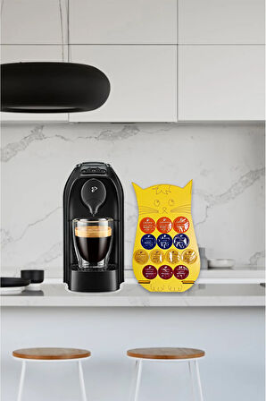 Uyumlu Kapsül Kahve Tutucu Sarı Kedi 13 Kapsül Kapasiteli Kapsül Standı Organizer 20x32cm