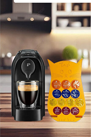 Uyumlu Kapsül Kahve Tutucu Turuncu Kedi 13 Kapsül Kapasiteli Kapsül Standı Organizer 20x32cm