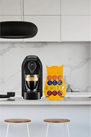 Uyumlu Kapsül Kahve Tutucu Turuncu Kedi 13 Kapsül Kapasiteli Kapsül Standı Organizer 20x32cm