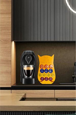 Uyumlu Kapsül Kahve Tutucu Turuncu Kedi 13 Kapsül Kapasiteli Kapsül Standı Organizer 20x32cm