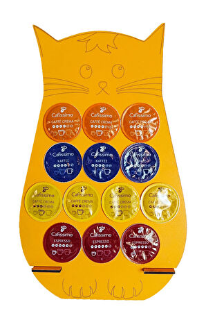 Uyumlu Kapsül Kahve Tutucu Turuncu Kedi 13 Kapsül Kapasiteli Kapsül Standı Organizer 20x32cm