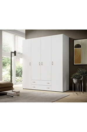 Ahter Giyinme Dolabı - Çok Amaçlı Dolap - Gardırop 160 Cm-4 Kapaklı-2 Çekmeceli