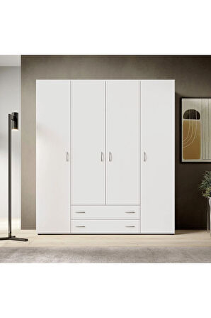 Ahter Giyinme Dolabı - Çok Amaçlı Dolap - Gardırop 160 Cm-4 Kapaklı-2 Çekmeceli