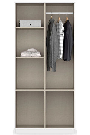 Aksu  Giyinme Dolabı - Çok Amaçlı Dolap - Gardırop 90 Cm-2 Kapaklı-2 Çekmeceli