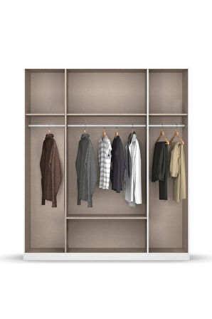 Alçin Giyinme Dolabı - Çok Amaçlı Dolap - Gardırop 180 Cm-4 Kapaklı-1 Çekmeceli