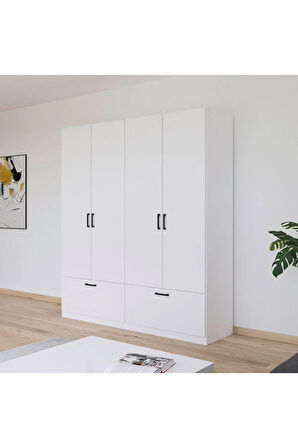 Alev Giyinme Dolabı - Çok Amaçlı Dolap - Gardırop 180 Cm-4 Kapaklı-2 Çekmeceli