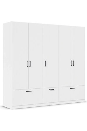Alev Giyinme Dolabı - Çok Amaçlı Dolap - Gardırop 225 Cm-5 Kapaklı-3 Çekmeceli