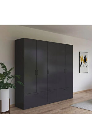 Alev Giyinme Dolabı - Çok Amaçlı Dolap - Gardırop 225 Cm-5 Kapaklı-3 Çekmeceli