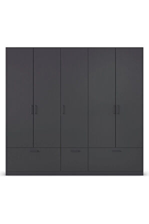Alev Giyinme Dolabı - Çok Amaçlı Dolap - Gardırop 225 Cm-5 Kapaklı-3 Çekmeceli