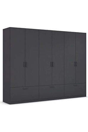 Alev Giyinme Dolabı - Çok Amaçlı Dolap - Gardırop 270 Cm-6 Kapaklı-3 Çekmeceli