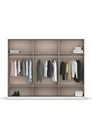 Alev Giyinme Dolabı - Çok Amaçlı Dolap - Gardırop 270 Cm-6 Kapaklı-3 Çekmeceli