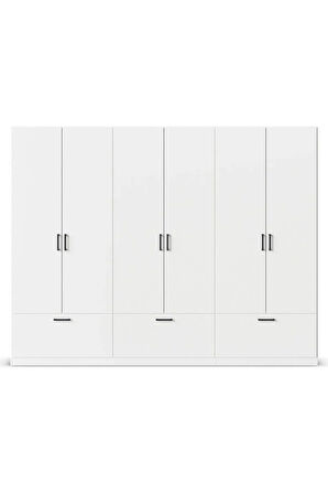 Alev Giyinme Dolabı - Çok Amaçlı Dolap - Gardırop 270 Cm-6 Kapaklı-3 Çekmeceli