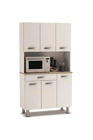 Amor Çok Amaçlı Dolap-Mikrodalga-Erzak-Airfryer-Mutfak-Kiler Dolabı-Kahve Köşesi-Beyaz-120CM