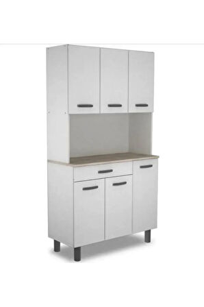 Amor Çok Amaçlı Dolap-Mikrodalga-Erzak-Airfryer-Mutfak-Kiler Dolabı-Kahve Köşesi-Beyaz-120CM