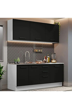 Apollo Hazır Mutfak Dolabı-Çok Amaçlı Dolap 180 cm Ve Beyaz Laminat Tezgah Dahil