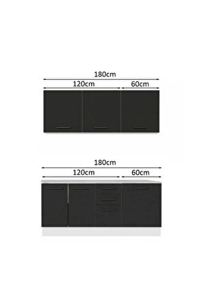 Apollo Hazır Mutfak Dolabı-Çok Amaçlı Dolap 180 cm Ve Beyaz Laminat Tezgah Dahil