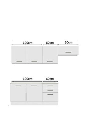 Arp Hazır Mutfak Dolabı-Çok Amaçlı Dolap 240 cm Beyaz Ve Beyaz Laminat Tezgah Dahil