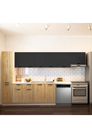 Avlonya Hazır Mutfak Dolabı Kiler Dahil 320cm-Beyaz Laminat Tezgah Dahil-BulaşıkMakinesi Yeri Mevcut